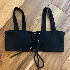 Black ribbed bikini top